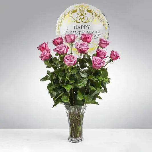 Only Purple Roses and Anniversary Balloon