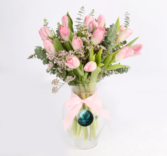 21 Pink Tulip Vase