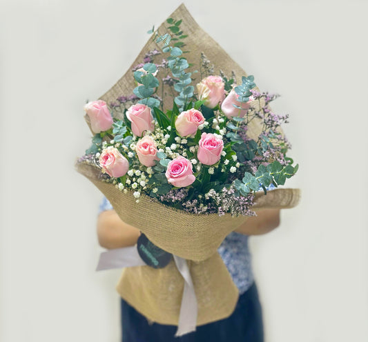 Burlaped Pink Bouquet