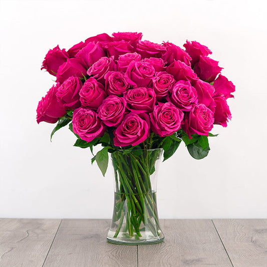 24 Dark Pink Roses