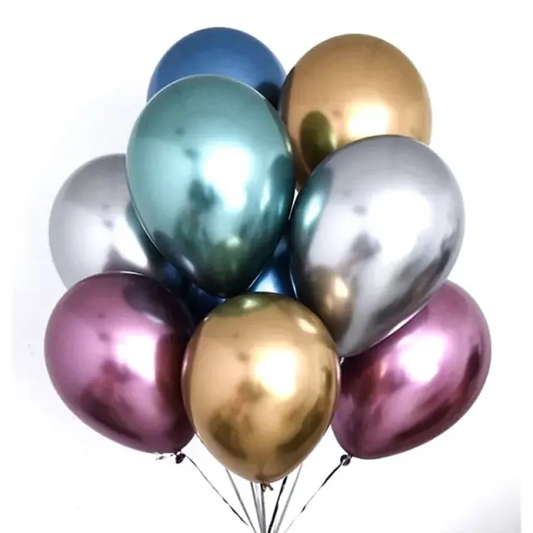 Mixed Chrome Balloons 10 Pcs