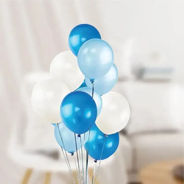 Blue, sky and white Helium Balloons 12 Pcs