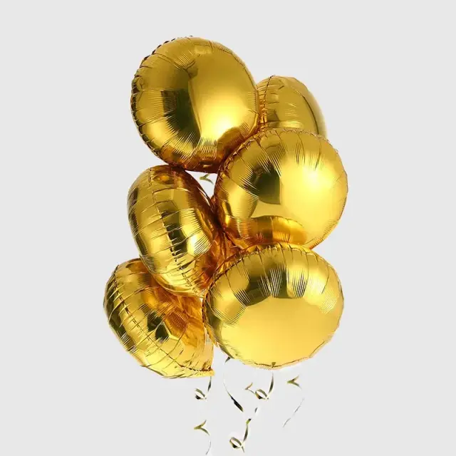 Special Golden Helium Foil Balloons 6 Pcs