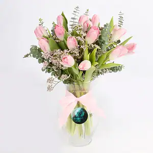 21 Pink Tulip Vase