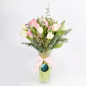21 Pink and White Tulips Vase