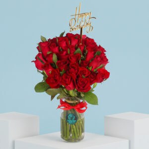 Red Roses Birthday Vase